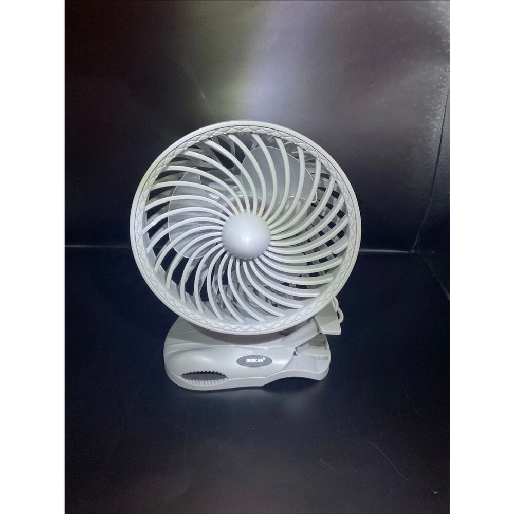 Beskar Sky Blue 6 in Clip On Small Fan 3 Speed USB Charge Desk Fan s31